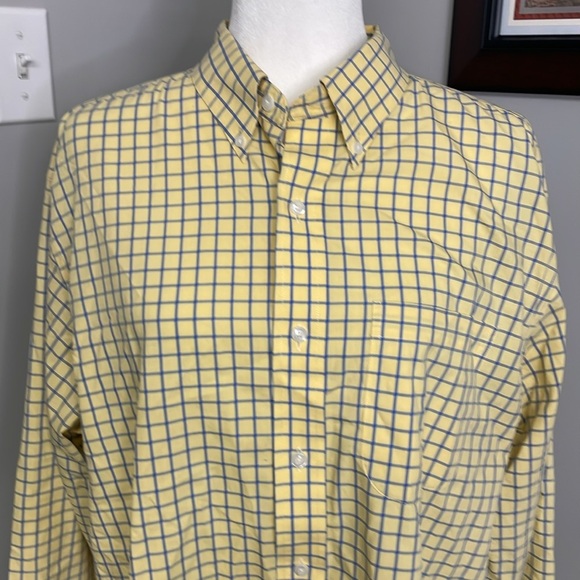 TravelSmith Enro Mens Yellow Blue Windowpane Checkered Long Sleeve Shirt Large - Picture 2 of 6